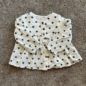 Girls Zara Polka Dot Long Sleeve Blouse 9-12m